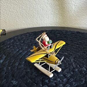 2019 Yellow Airplane Ornament with Santa form Skagway, Alaska